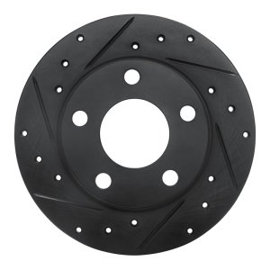 Audi A6 Brake Rotor (1) - Rear Left - R1 Concepts - Drilled & Slotted - Black - `99-`02